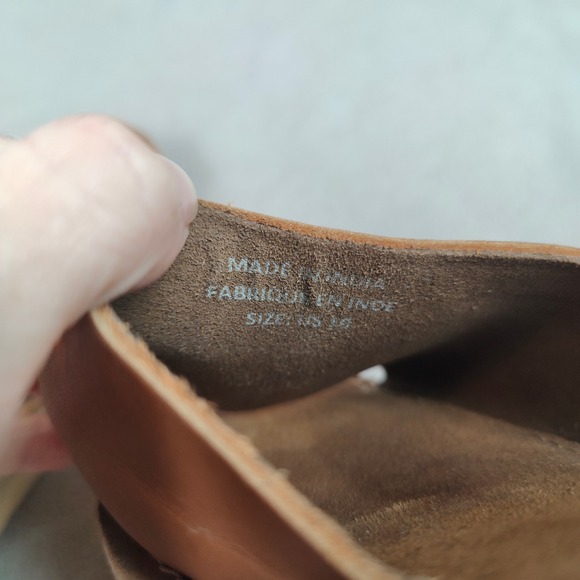 Urban Outfitters Wooden Clogs Sandals Women 10 Tan Leather Strappy Preppy Scandi - Picture 10 of 11